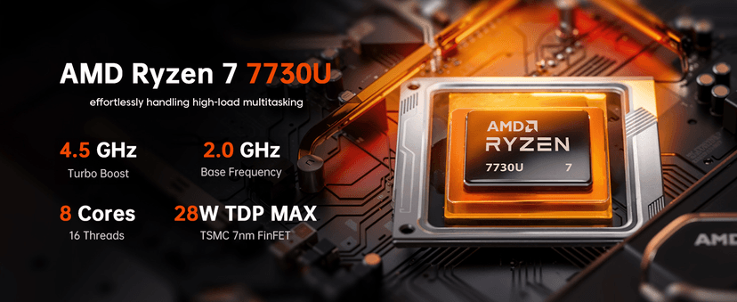 ACEMAGICIAN Kron Mini K1 Mini PC, Ryzen 7 7730U(Upgraded 5825U/7430U), 16GB DDR4 512GB SSD Mini Computers(up to 4.5Ghz), Light Gaming Desktop 4K Triple Display Mini Desktop Bluetooth/WiFi6/Office