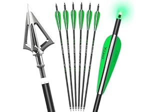6 Pack Hunting Broadhead 100 Grain 420 Stainless Steel Fixed Blade Broadhead Arrow Tips Archery Arrowhead for Crossbow and Compound Bow