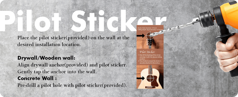 ClefArc Guitar Wall Mount - U-Shape Hardwood Guitar Hanger, Black Walnut Stand Wall Hangers, Pick Holders, Guitar Gifts for Guitarists, Guitar Accessories, with 6 Assorted Guitar Picks