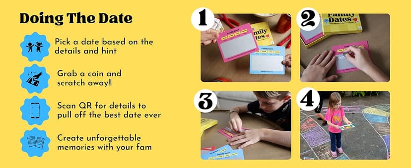 Family Dates 40 Scratch Off Cards – Fun Activities & Date Night Ideas for Kids and Parents – Adventure Card Game for Families – Unique Gift for Family Nights, Holidays, or Birthdays