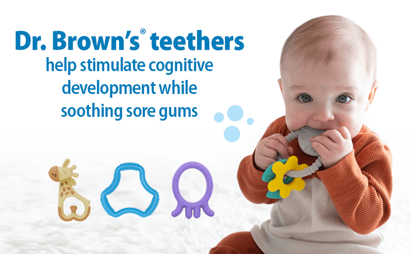 Dr. Brown's Advantage Baby Pacifier, Fully Symmetrical Soother with Soft Silicone Bulb, Blue Sunrise, 0-6m, BPA Free, 2 Pack