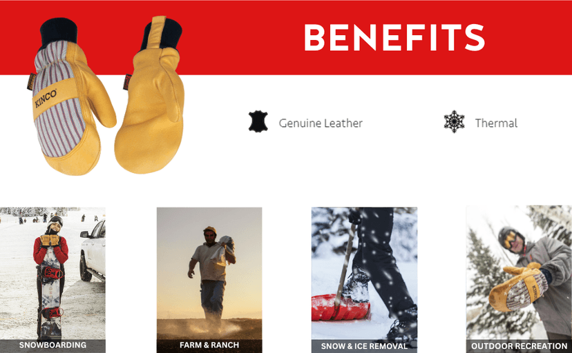 Kinco Kinco - Leather Work and Ski Mitt, Heatkeep Insulation, (1927KWT-S) (Small)