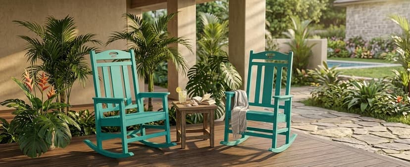 Ciokea Oversized Outdoor Rocking Chair, 380lbs Heavy-Duty Large Patio Rocker, Weather Resistant & Anti-Fade Porch Chair, High Back Cozy Rocking Chair for Outside, Fire Pit, Deck, Garden, Black