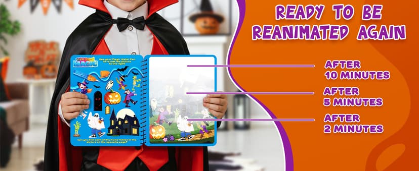 Halloween Boo Basket Stuffers for Toddlers, 4 Pack Halloween Water Coloring Books for Kids, Halloween Activities for Kids, Halloween Crafts for Toddlers, Toddler Travel Essentials, Toddler Gift Toys