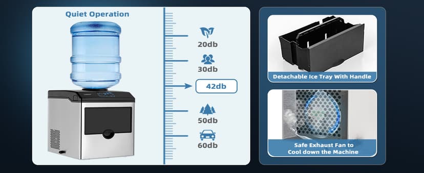 COSTWAY 2 in 1 Countertop Ice Maker Built-in Water Dispenser, 48LBS per Day, S/M/L Size Ice Cube, 5LBS Ice Storage Basket, Fast 6 Mins, Stainless Steel Ice Machine with Extendable Chilled Water Spout