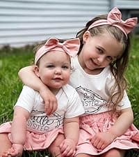 AMAWMW Newborn Baby Girl Little Sister Sleeper Gown Stripe Long Sleeve Nightgown Pajamas Gifts Stuff Essential Outfit