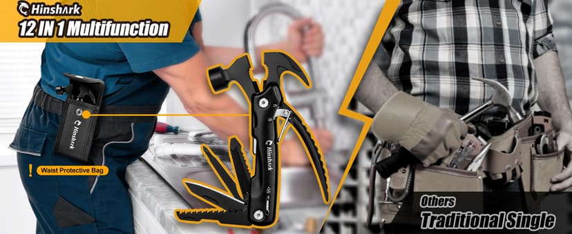 Stocking Stuffers Gifts for Men 12 in 1 Hammer Multitool, Mens Gifts for Christmas, Anniversary Birthday Gifts for Men Dad Husband Him Grandpa, White Elephant Gifts for Adults, Cool Gadgets Tools