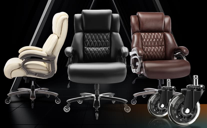 Big and Tall 400lbs Office Chair - Adjustable Lumbar Support Quiet Rubber Wheels Heavy Duty Metal Base, High Back Large Executive Computer Desk, Thick Padded Ergonomic Design for Back Pain (Black)