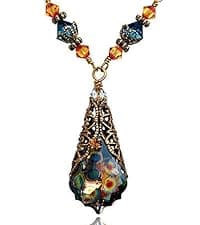 HisJewelsCreations Antique Inspired Vintage Victorian Dangle Drop Earrings for Women - Colored Austrian Crystal Leverback Earrings - Jewelry Gift for Her