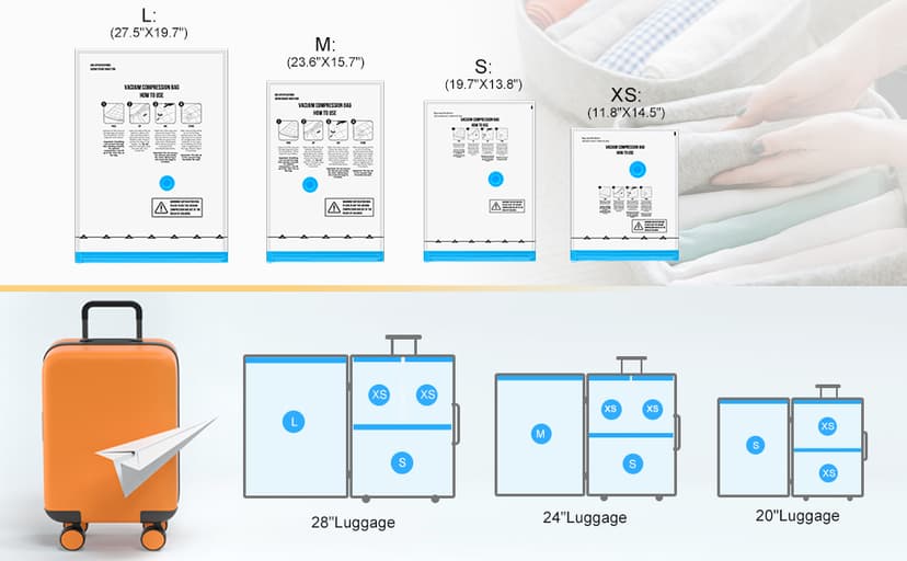 Combo 12 Pack Travel Vacuum Bags with Portable Electric Pump, Space Saver Vacuum Storage Bags for Clothing and Luggage, Travel Essentials