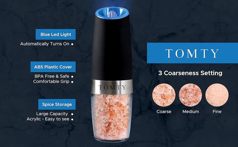 Gravity Electric Salt and Pepper Grinder Set White Elephant Gifts for Women Who Have Everything Grilling Men Kitchen Gadgets Housewarming Holiday Cooking Adults Idea Battery Operated Shakers Automatic