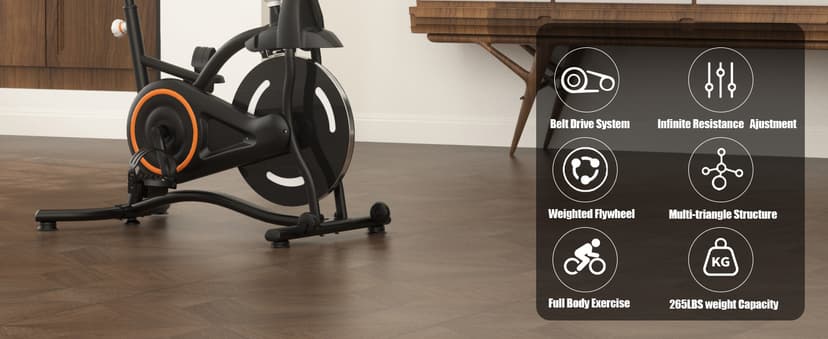 Hillhub Exercise Bike, Stationary Bikes for Home with Grip Pulse Sensor and Stepless Resistance Adjustment, Compact Indoor Cycling Bike with Tablet Mount, Compatible with APP Sync