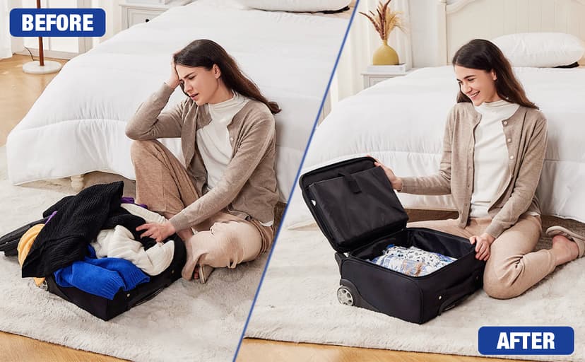 HIBAG Travel Vacuum Bags with Electric Pump for Luggage and Suitcase, Vacuum Seal Compression Packing Bags for Clothes Clothing, Combo 12 Pack