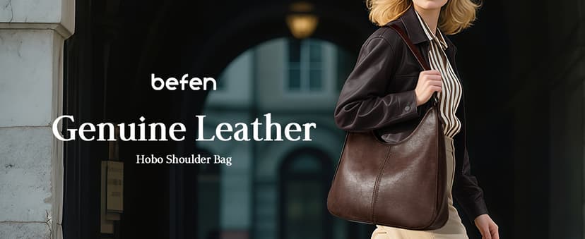 befen Genuine Leather Hobo Bags for Women, Top Grain Real Leather Women's Shoulder Bag Handbags Purses with Adjustable Strap