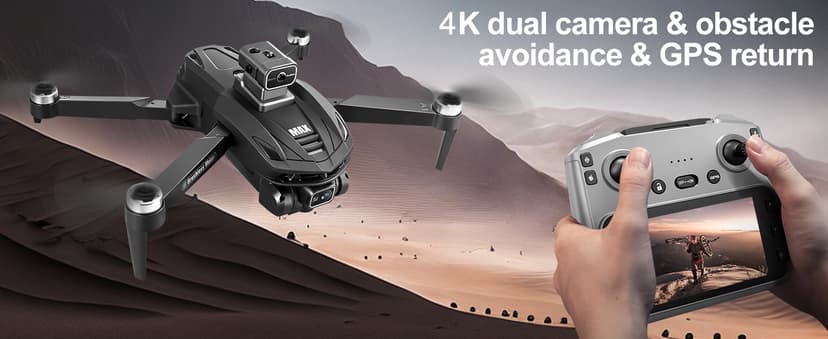 V168 Pro MAX GPS Drones with Camera for Adults 4K, RC Drone with 4.5" HD Screen on Controller, 60 Mins Flight, Long Range Transmission, 360° Obstacle Avoidance, Follow Me, Auto Return, Brushless Motor, QuickShots, Lightweight and Foldable Quadcopter for Beginner Toy Gifts