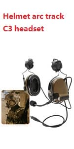 HEARFALCOM Comta III Tactical Headset Helmet ARC Rail Adapter Bracket Version Noise Cancelling Pickup Shooting Headset