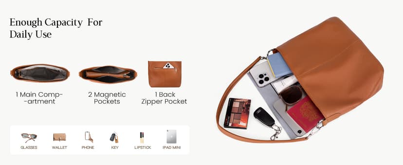 befen Genuine Leather Purse for Women Soft Crossbody Purse Hobo Bag Women's Shoulder bag Handbags with 2 Removable Straps