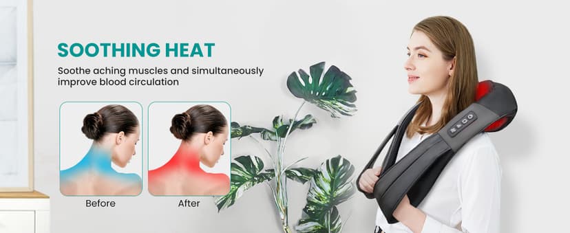 Nekteck Shiatsu Neck Massager for Pain Relief Deep Tissue with Heat, 3D Kneading Massage Pillow Back Shoulder Massagerfor Body Muscle, Plug-in Use for Home Office Car, Gifts for Mom Dad Him Her
