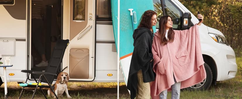 Bedsure Blanket Hoodie, Wearable Blanket for Adults & Kids as Gifts for Women Men, Birthday Gifts for Women Mom Girl Sherpa Oversized Hoodie, Grey, Standard