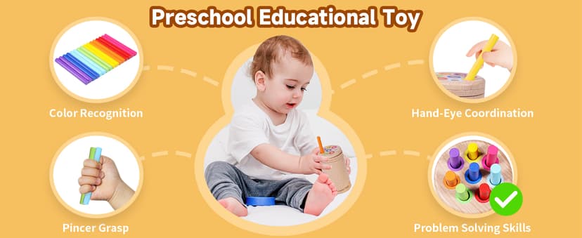 Montessori Toys for 1+ Year Old, Toddler 18 Month Old Toy Color Sorting Preschool Learning Activities, Fine Motor Skills Sensory Toys for Toddlers 1-3, 1 2 3 Year Old Girl Boy Baby Gifts