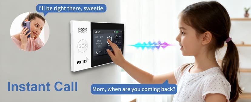 WiFi Wireless Alarm System for Home Security - 24/7 Protection Smart Home Devices 4.3" Touch Screen, GSM/4G+WiFi, App Instant Alerts, No Monthly Fee, Alexa Compatible for Villa, Kids Safety (24 pcs)