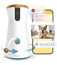 Furbo 360° Dog Camera: Pet Security Cam w/Barking Alerts, Rotating View, Treat Toss w/Phone App, Smart Home Puppy Monitoring, 2-Way Speaker, No Subscription Needed. Standard See, Talk, & Toss Features