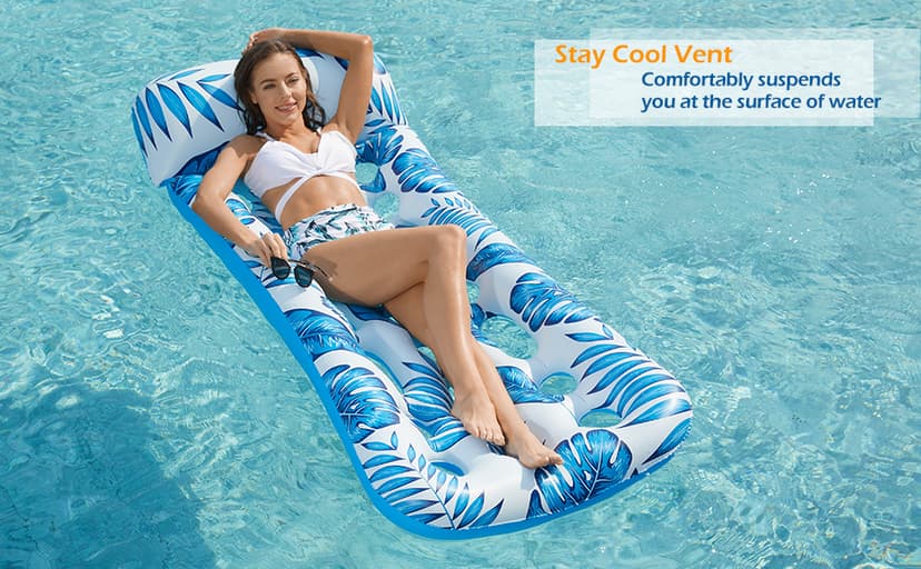 Jasonwell Inflatable Pool Float Lounge - 2 Pack Floaties Rafts for Adults Floating Lounger Sun Tanning Floats Cool Water Floaty Swimming Lake Beach Party Toys