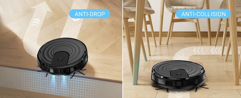 Robot Vacuum and Mop Combo, Robotic Vacuum Cleaner 5000Pa Strong Suction 130 Mins Runtime, Slim, Low Noise, Automatic Self-Charging, Wi-Fi/App/Alexa Control, Ideal for Hard Floor, Carpet, Pet Hair