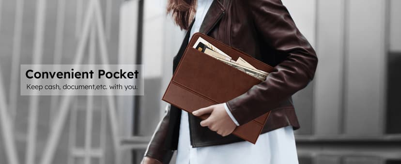 auaua Case for iPad Pro 11 Inch (M5/M4) 2025/2024, with Pencil Holder and Pocket, Multiple Angles Viewing, Magnetic Closure, Auto Sleep/Wake (Brown)