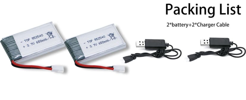 3.7v Drone Lipo Battery - 2 Pack 650mAh Rechargeable Batteries for SYMA X5 Serial UVA Quadcopter Drones XH2.54 Connector with 2 Chargers SYMA X5C X5SW X5SC WLtoys V252 XT Flyer