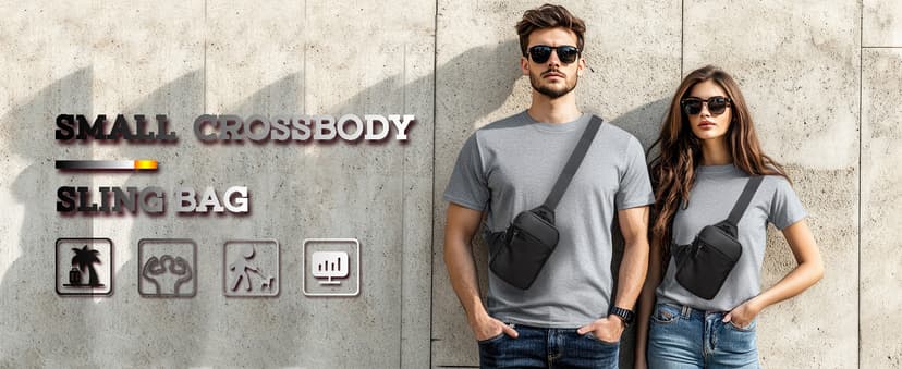 higouta Mini Sling Bag for Men Women, Small Crossbody Casual Utility Chest Phone Bag for Travel Workout