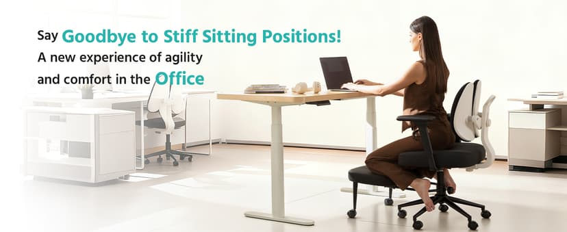 AreShark Criss Cross Office Chair with Armrest Wheels & Stretchable Rotating Footrest, Ergonomic Cross Legged Swivel Chair with Back Support& Adjustable Height for Yoga Kneeling Meditation Home Office