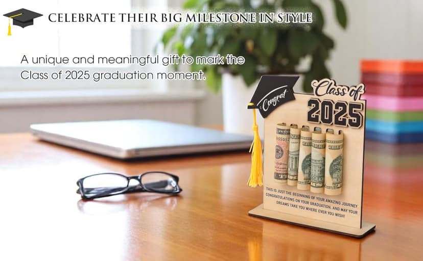 Congrats Graduation Money Holder 2025, Wooden Graduation Money Cash, Class of 2025 Graduation Gifts for Her, Him, Senior College University Graduates Gifts