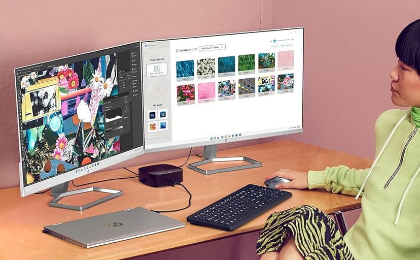 HP 24" 100Hz 300 nits IPS FHD (1920x1080) Monitor (Replaces M24f) w/Docztorm Hub USB Port Expander, Flicker-Free, Adjustable Tilt, 1x HDMI 1.4, 1x VGA, Black/Silver (2026 Latest Model)