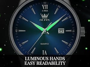 OLEVS Mens Watches Dress Waterproof Watch with Date Day Analog Quartz Casual Wrist Watch Large Number Classic Luxury Luminous Scales 41mm Big Face Easy Read Reloj para Hombre