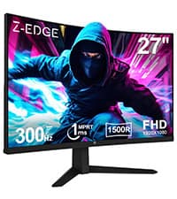 Z Z-EDGE 27 inch Curved Gaming Monitor, FHD 1080P 300Hz 240Hz Computer Monitor, Ultra-Fast MPRT 1ms Curved Monitor, 1500R, 16.7M Colors, UG27H Frameless Bezel, 2X DP 1.4 Ports and 2X HDMI 2.0 Ports
