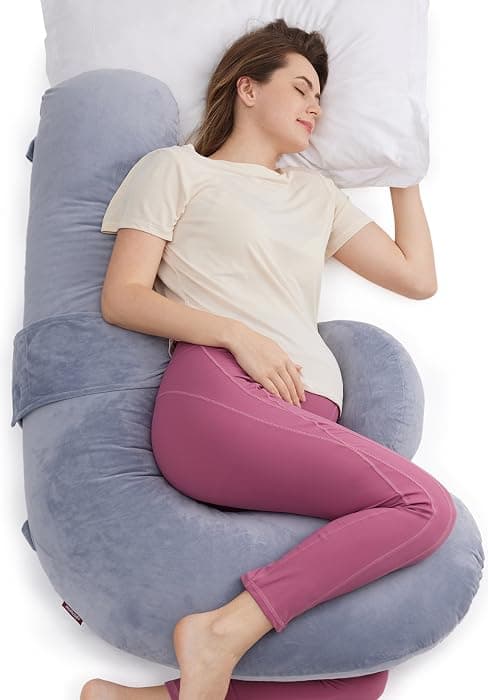 Removable Cover, Support for Back, Legs, Belly, Hips for Pregnant Women, Side Sleeper, Pregnancy Gifts & Essentials, 57 Inch Momcozy Cooling Pregnancy Pillow - U Shaped Full Body Maternity Pillow B09V4C1GDF