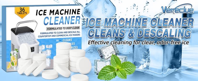 Ice Machine Cleaner Tablets Descaler (36 Pack) – Portable Ice Maker Cleaner, Nickel Safe Scale Remover Compatible with Countertop and Nugget Ice Maker, Remove limescale, Odor-Free, Crystal Clear Ice
