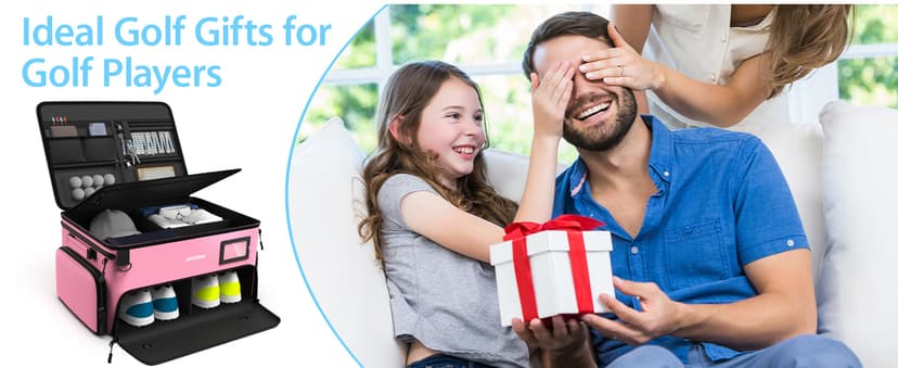 4-Layer Golf Trunk Organizer, Golfer Gifts for Women with Separate Ventilated Compartment for 2 Pairs Shoes, Waterproof Car Golf Locker Storage Bag for Golf Gear and Accessories,Pink