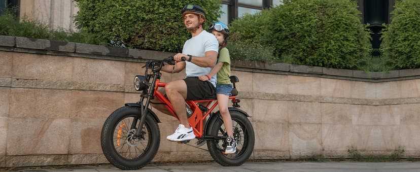 HAPPYRUN 1500W Electric Bike for Adults, 48V 18Ah Removable Battery, 20" Fat Tire E-Bike, 32MPH & 68+ Miles Range, 7-Speed Transmission, All-Terrain Mountain Ebike for Men & Women (Orange-red)