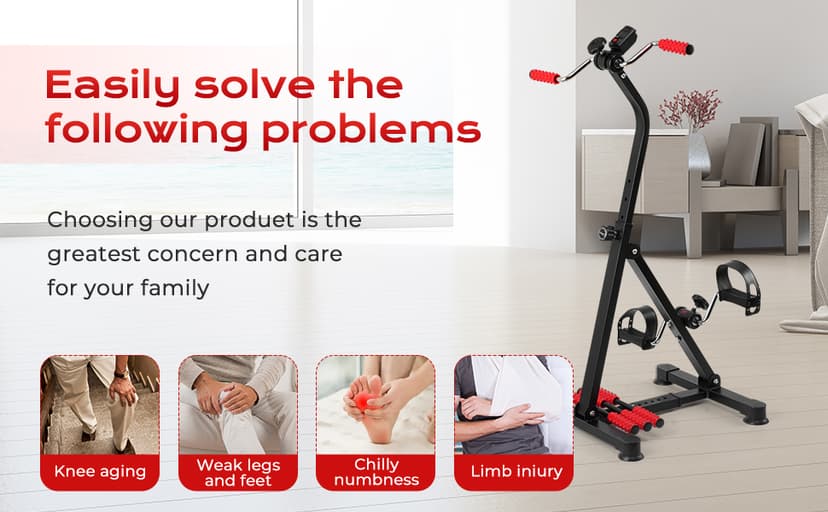 Adjustable Pedal Exerciser Bike for Seniors - Hand Arm Leg and Knee Therapy, Stroke Recovery, Portable Fitness Equipment for Total Body Workout - Great Gift for Elderly Rehab
