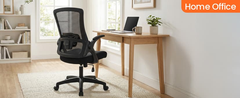 NEO CHAIR Office Desk Gaming Chair Computer High Back Mesh Seat with Rolling Wheels Ergonomic Adjustable Comfy Flip-up Armrests Lumbar Support Height for Home (Black)