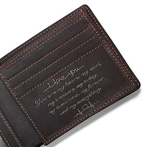 Personalized Engraved Leather Wallet for Dad Son Husband Boyfriend - Perfect for Christmas Anniversary Birthday Fathers Day Valentines Graduation Wedding - Custom Love Message Bifold Wallets for Men