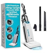 Simplicity Vacuums Premium Allergy Upright Vacuum Cleaner – Multi-Surface Bagged Vacuum Cleaner for Home with Charcoal HEPA Filter Media, Powerful Pet Hair Pickup, Brushroll Activation Switch, S26