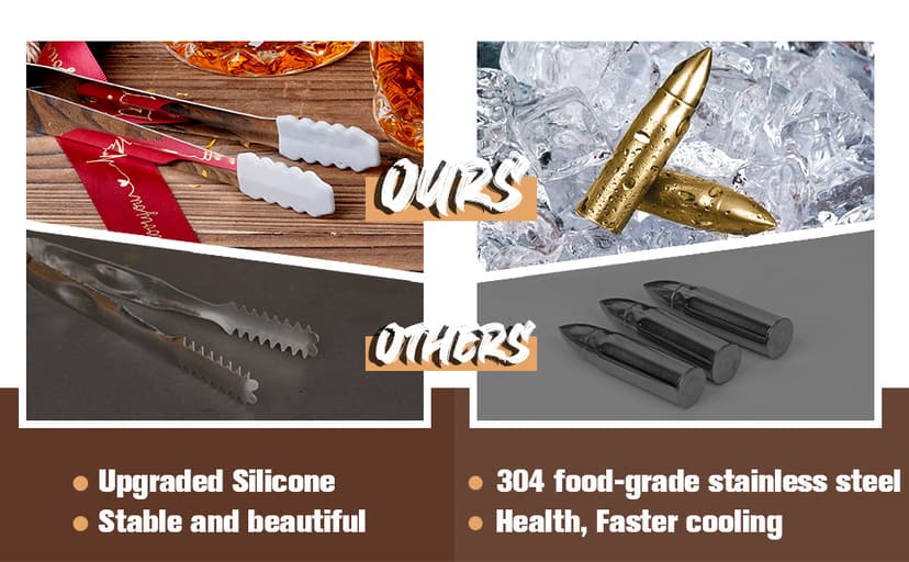 Gifts for Men Dad Husband, Christmas Anniversary Birthday Gifts for Him Boyfriend, Reusable Stainless Steel Whiskey Stones and Whiskey Glasses Set, Cool Burbon Scotch Cocktail Set Gifts