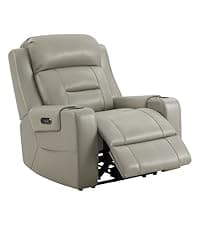 Watson & Whitely Genuine Leather Power Recliner Chairs for Adults, Wall Hugger RV Recliner with Power Headrest & Charging Ports, Electric Recliner Sofa Chair for Living Room, Grey