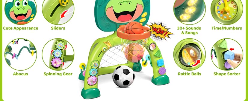 Boy Girl Toys for 12-18 Months with Sound Music, Interactive Learning Birthday Gift for Kids Marstone Toddler Basketball Hoop Soccer Goal Activity Toy for 1-3 Years Old B0FF9X3J72