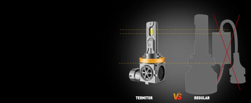 Termitor H11/H8/H9 & 9005/HB3 Light Bulbs Combo, 100,000LM 12X Ultra Brightness, Real 1:1 Mini Size, 6500K White 85000Hrs Long Life with Cooling Fan, 9005 H11 Fog Lights, Plug and Play, Pack of 4