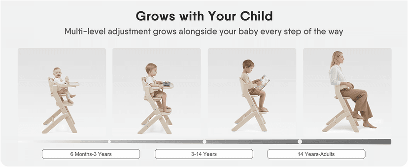 Obee Odee Full-Body Washable Baby High Chair with Soft Cushion, Adjustable for 6 Months to 220 Lb - Multifunctional and Convertible High Chairs for Babies and Toddlers -Portable and Easy Operation