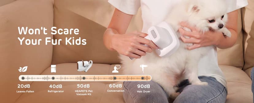 Dog Grooming Vacuum Kit - 3L Vacuum with 7 Tools, Low Noise Electric Clipper and Brush for Pet Shedding at Home, White